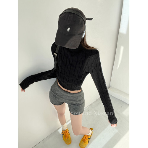 熱辣少女~半高領針織麻花毛衣女秋冬修身顯瘦長袖針織衫短款上衣 熱辣少女~半高領針織麻花毛衣女秋冬修身顯瘦長袖針織衫短款上衣