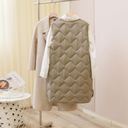 秋冬新款輕薄羽絨馬甲女中長款菱格馬夾內膽保暖背心外穿90白鴨絨