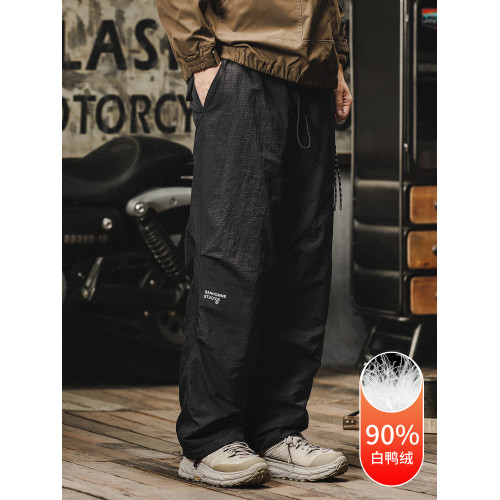 羽絨褲男冬季寬松潮牌美式抽繩繖兵褲男士保暖工裝外穿滑雪棉褲子 羽絨褲男冬季寬松潮牌美式抽繩繖兵褲男士保暖工裝外穿滑雪棉褲子