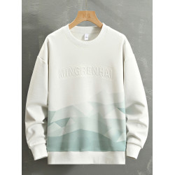 漸變色衛衣男春秋季圓領潮流潮牌長袖T恤帥氣青年休閒百搭打底衫