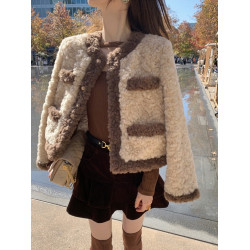 小香風羊羔毛外套女秋冬2025新款小個子加厚加絨皮草皮毛一體短款