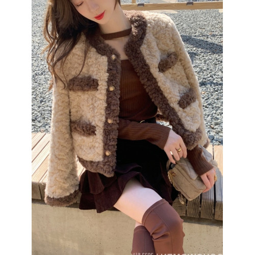 小香風羊羔毛外套女秋冬2025新款小個子加厚加絨皮草皮毛一體短款 小香風羊羔毛外套女秋冬2025新款小個子加厚加絨皮草皮毛一體短款