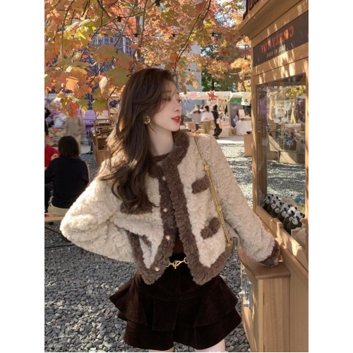 小香風羊羔毛外套女秋冬2025新款小個子加厚加絨皮草皮毛一體短款 小香風羊羔毛外套女秋冬2025新款小個子加厚加絨皮草皮毛一體短款