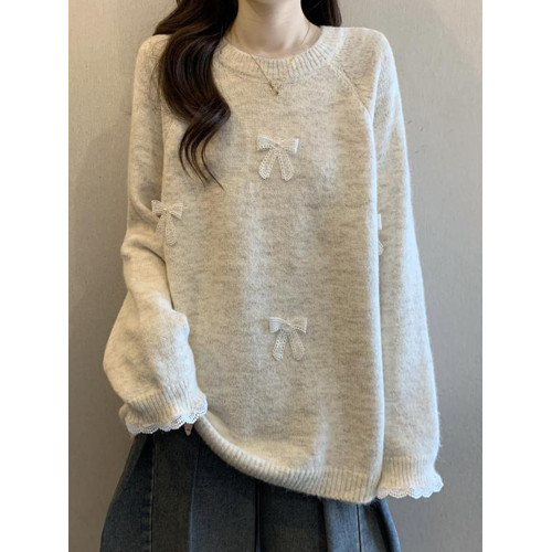 獨特軟糯立體蝴蝶結針織毛衣女秋冬新款大碼胖mm中長款高級感上衣 獨特軟糯立體蝴蝶結針織毛衣女秋冬新款大碼胖mm中長款高級感上衣