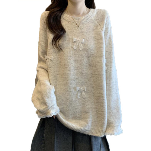 獨特軟糯立體蝴蝶結針織毛衣女秋冬新款大碼胖mm中長款高級感上衣 獨特軟糯立體蝴蝶結針織毛衣女秋冬新款大碼胖mm中長款高級感上衣