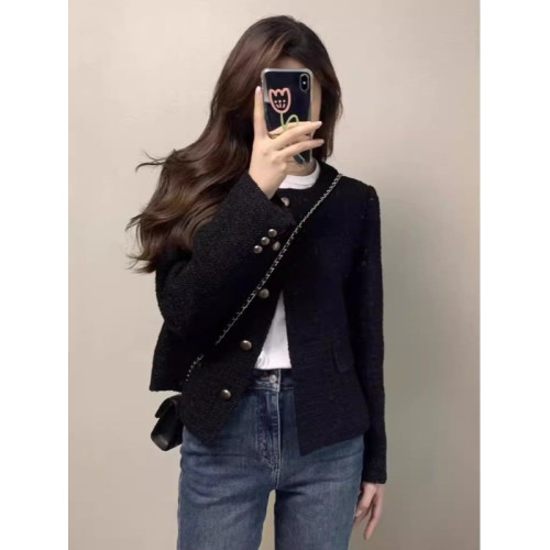 高級感黑色小香風外套大碼女裝2025秋冬新款胖mm短款輕奢名媛上衣 高級感黑色小香風外套大碼女裝2025秋冬新款胖mm短款輕奢名媛上衣