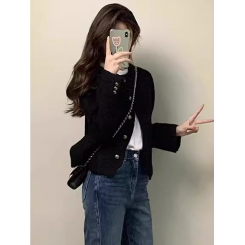 高級感黑色小香風外套大碼女裝2025秋冬新款胖mm短款輕奢名媛上衣 高級感黑色小香風外套大碼女裝2025秋冬新款胖mm短款輕奢名媛上衣