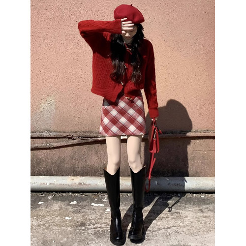 紅色聖誕穿搭2025秋冬新款超好看慵懶風外穿毛衣外套女針織衫上衣 紅色聖誕穿搭2025秋冬新款超好看慵懶風外穿毛衣外套女針織衫上衣