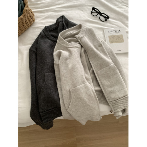 緊密厚實針織開衫女氣質通勤慵懶垂感百搭圓領拉鍊衫秋冬毛衣外套 緊密厚實針織開衫女氣質通勤慵懶垂感百搭圓領拉鍊衫秋冬毛衣外套