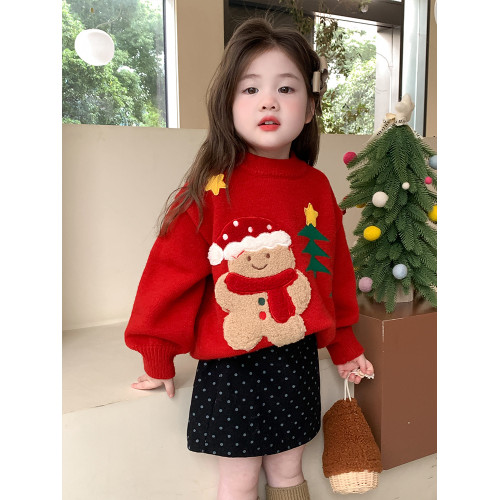 女小童聖誕加厚毛衣冬季女寶寶保暖針織上衣冬裝小女孩紅色打底衫 女小童聖誕加厚毛衣冬季女寶寶保暖針織上衣冬裝小女孩紅色打底衫