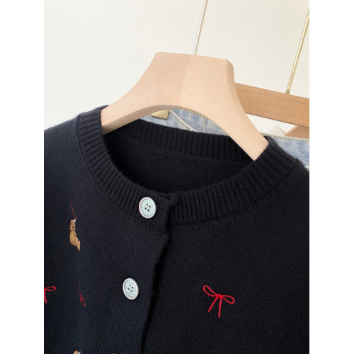 韓系小狗刺綉針織開衫長袖短外套女2025年冬季新款流行修身潮上衣 韓系小狗刺綉針織開衫長袖短外套女2025年冬季新款流行修身潮上衣