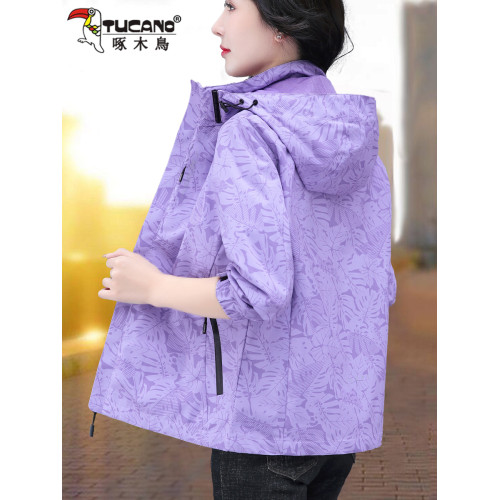 啄木鳥沖鋒衣外套女春秋2025年新款時尚洋氣中年媽媽寬松防風夾克