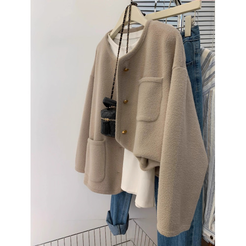 卡其色毛呢外套女春秋秋季秋冬小個子美拉德呢子開衫2023新款爆款