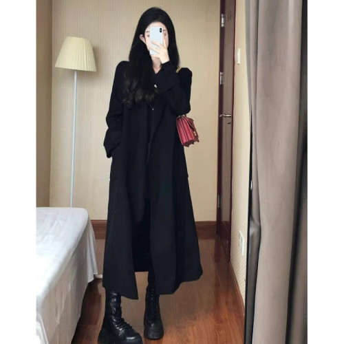 高級感獨特超好看黑色西裝毛呢外套中長款氣質呢子大衣女春季新款 高級感獨特超好看黑色西裝毛呢外套中長款氣質呢子大衣女春季新款