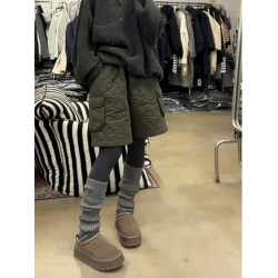 歐貨設計感小衆2024年女冬季加厚夾棉百搭時髦洋氣短褲寬松保暖褲