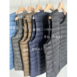 2025秋冬新品90白鴨絨保暖輕薄純色圓領可攜式羽絨內膽馬甲背心男士
