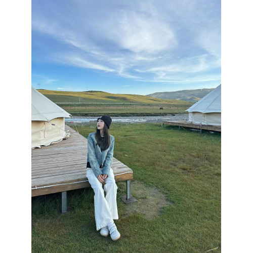 美式復古做舊水洗藍色牛仔外套女春秋款2025新款百搭短款夾克上衣