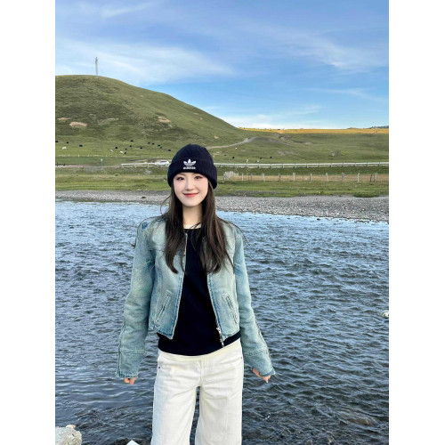 美式復古做舊水洗藍色牛仔外套女春秋款2025新款百搭短款夾克上衣