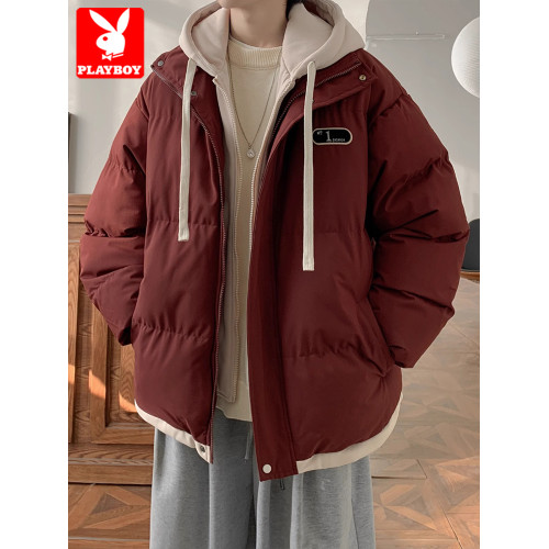 花花公子假兩件羽絨棉服男款冬季hiphop高街工裝外套日系厚連帽潮 花花公子假兩件羽絨棉服男款冬季hiphop高街工裝外套日系厚連帽潮