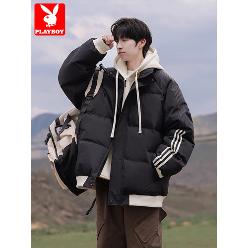 花花公子假兩件羽絨棉服男款冬季hiphop高街工裝外套日系厚連帽潮 花花公子假兩件羽絨棉服男款冬季hiphop高街工裝外套日系厚連帽潮