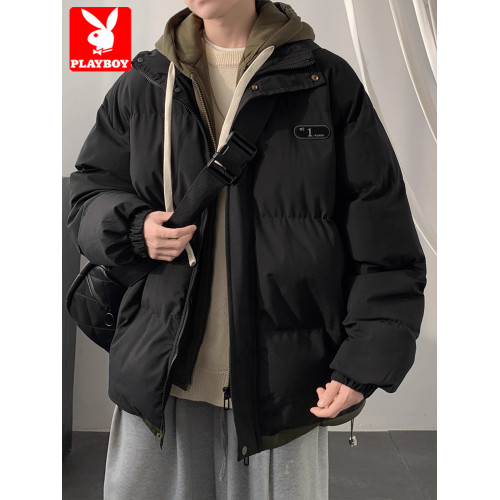 花花公子假兩件羽絨棉服男款冬季hiphop高街工裝外套日系厚連帽潮 花花公子假兩件羽絨棉服男款冬季hiphop高街工裝外套日系厚連帽潮