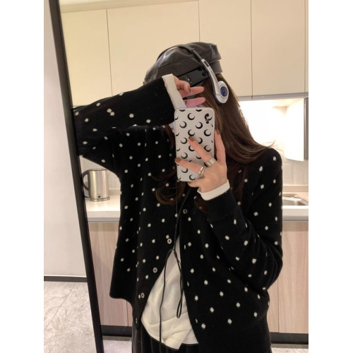 灰色波點圓領針織開衫女秋冬2024新款曡穿設計感百搭顯瘦長袖上衣 灰色波點圓領針織開衫女秋冬2024新款曡穿設計感百搭顯瘦長袖上衣