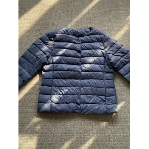 白鴨絨圓領純色短款保暖簡約可變V領收納袋輕型羽絨服內膽女