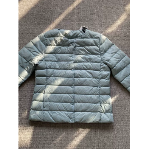 白鴨絨圓領純色短款保暖簡約可變V領收納袋輕型羽絨服內膽女