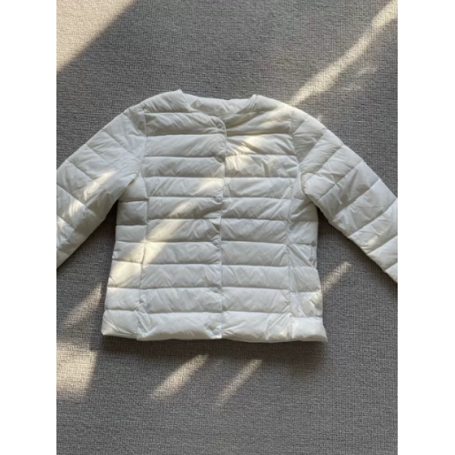 白鴨絨圓領純色短款保暖簡約可變V領收納袋輕型羽絨服內膽女