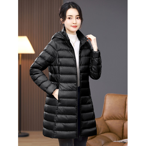 輕薄羽絨服女中長款2025新款中年媽媽大碼休閒連帽白鴨絨羽絨外套 輕薄羽絨服女中長款2025新款中年媽媽大碼休閒連帽白鴨絨羽絨外套