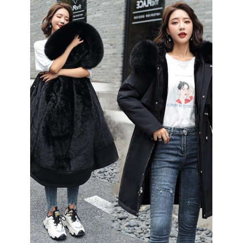 新款派克服加絨加厚羽絨棉服女中長款韓版秋冬季收腰連帽棉衣棉襖 新款派克服加絨加厚羽絨棉服女中長款韓版秋冬季收腰連帽棉衣棉襖