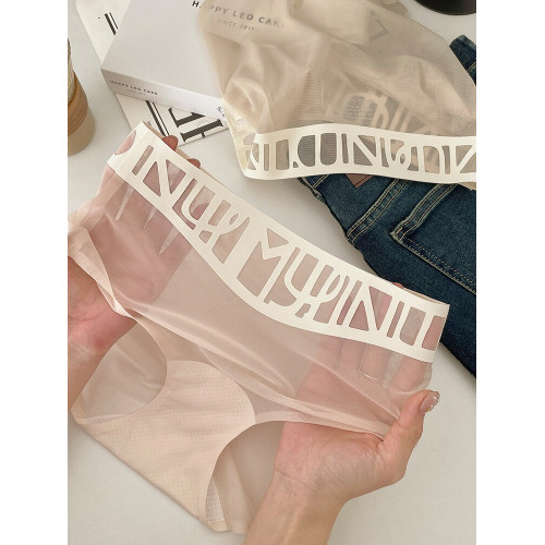 超薄空氣裸感冰絲面膜內褲女中高腰速乾無痕網紗半透明包臀三角褲 超薄空氣裸感冰絲面膜內褲女中高腰速乾無痕網紗半透明包臀三角褲