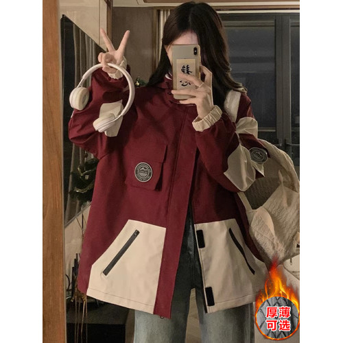 美式復古沖鋒衣外套女2025春秋冬款寬松大碼連帽百搭情侶工裝棉服 美式復古沖鋒衣外套女2025春秋冬款寬松大碼連帽百搭情侶工裝棉服