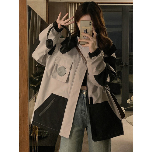 美式復古沖鋒衣外套女2025春秋冬款寬松大碼連帽百搭情侶工裝棉服 美式復古沖鋒衣外套女2025春秋冬款寬松大碼連帽百搭情侶工裝棉服