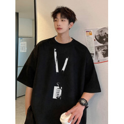 牛油果綠麂皮絨t恤男夏季情侶重磅上衣潮流多巴胺馬甲小領口短袖