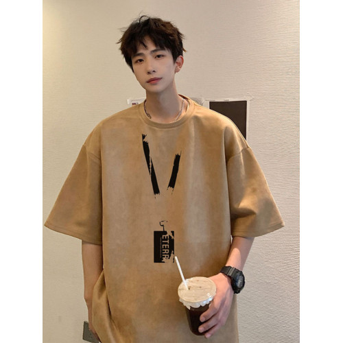 牛油果綠麂皮絨t恤男夏季情侶重磅上衣潮流多巴胺馬甲小領口短袖 牛油果綠麂皮絨t恤男夏季情侶重磅上衣潮流多巴胺馬甲小領口短袖