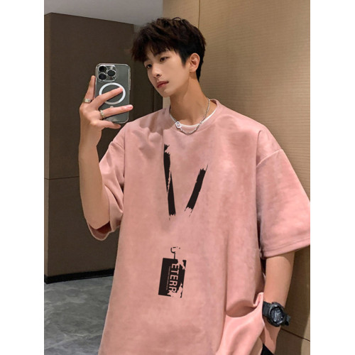 牛油果綠麂皮絨t恤男夏季情侶重磅上衣潮流多巴胺馬甲小領口短袖 牛油果綠麂皮絨t恤男夏季情侶重磅上衣潮流多巴胺馬甲小領口短袖