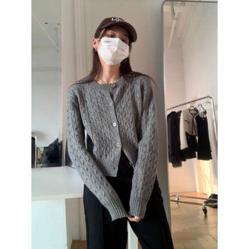 麻花開衫毛衣女外套秋冬內搭學院風灰色紅色針織衫小個子短款上衣 麻花開衫毛衣女外套秋冬內搭學院風灰色紅色針織衫小個子短款上衣