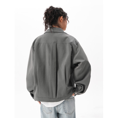 cleanfit短款廓形西裝夾克女2025秋季格雷系高街百搭寬松翻領外套 cleanfit短款廓形西裝夾克女2025秋季格雷系高街百搭寬松翻領外套