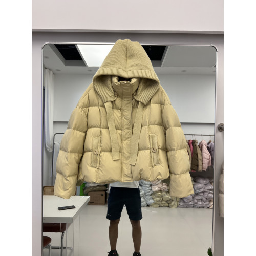 2025年新款羽絨服女短款韓版連帽時尚針織拼接白鴨絨外套潮 2025年新款羽絨服女短款韓版連帽時尚針織拼接白鴨絨外套潮