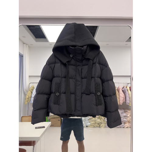 2025年新款羽絨服女短款韓版連帽時尚針織拼接白鴨絨外套潮 2025年新款羽絨服女短款韓版連帽時尚針織拼接白鴨絨外套潮