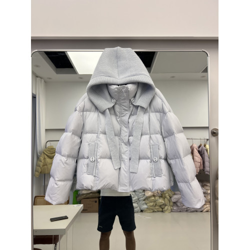 2025年新款羽絨服女短款韓版連帽時尚針織拼接白鴨絨外套潮 2025年新款羽絨服女短款韓版連帽時尚針織拼接白鴨絨外套潮