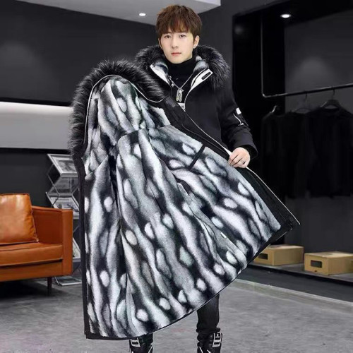 羽絨服男中長款冬季2025年新款青年潮流派克棉服男裝加絨加厚外套 羽絨服男中長款冬季2025年新款青年潮流派克棉服男裝加絨加厚外套