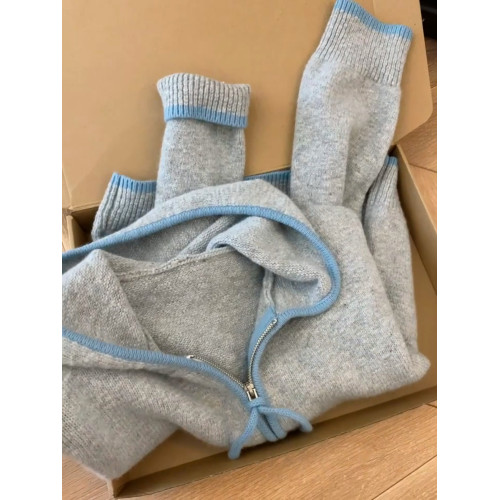 舒適又好穿!愛了愛了!灰色時尚小衆長袖連帽毛衣女秋冬開衫上衣 舒適又好穿!愛了愛了!灰色時尚小衆長袖連帽毛衣女秋冬開衫上衣