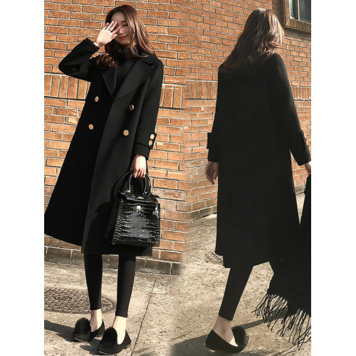 韓系羊絨質感毛呢大衣大碼胖mm200斤赫本風小個子加厚呢子外套