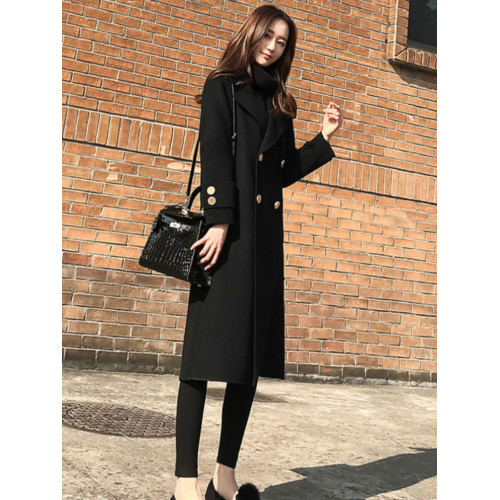 韓系羊絨質感毛呢大衣大碼胖mm200斤赫本風小個子加厚呢子外套