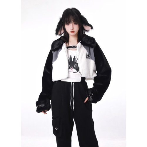 pinksavior【反叛甜心】短皮草外套設計感上衣長褲冬季女顯瘦 pinksavior【反叛甜心】短皮草外套設計感上衣長褲冬季女顯瘦