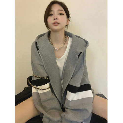 落肩外套女oversize慵懶風春秋復古港味chic連帽開衫衛衣ins超火 落肩外套女oversize慵懶風春秋復古港味chic連帽開衫衛衣ins超火
