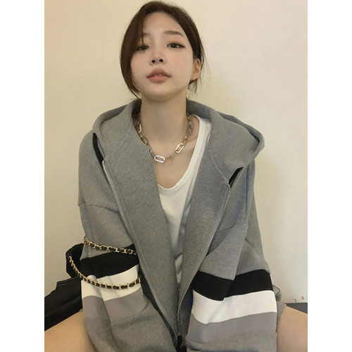 落肩外套女oversize慵懶風春秋復古港味chic連帽開衫衛衣ins超火 落肩外套女oversize慵懶風春秋復古港味chic連帽開衫衛衣ins超火