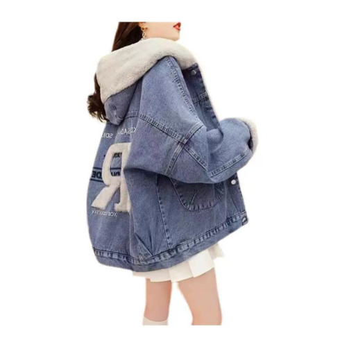 加絨加厚牛仔外套棉衣女2023秋冬學院風寬松ins百搭連帽牛仔棉服 加絨加厚牛仔外套棉衣女2023秋冬學院風寬松ins百搭連帽牛仔棉服